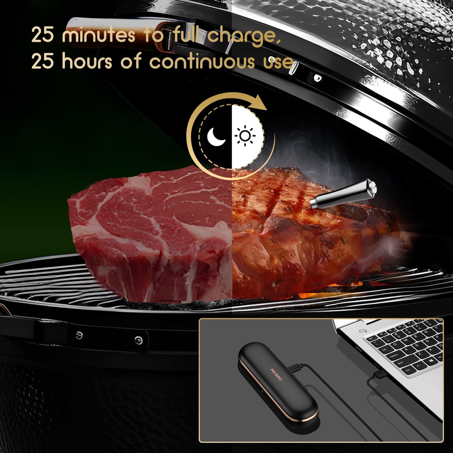 - INKBIRD INT-11P-B Wireless Meat Thermometer 91m/300ft Range | Bluetooth Meat Thermometer Probe for Air Fryers Cooking -