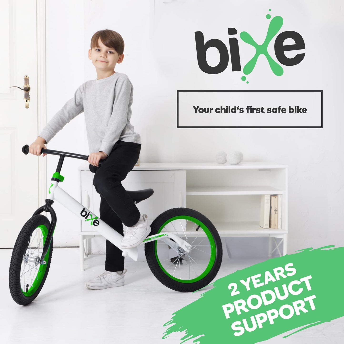 Bixe Aluminum Balance Bike for 5-9 Year Old Toddlers - 16 inch or 40.6 cm Wheels - No Pedal Kids' Training Bikes - Lightweight Bicycle for 5+ Boy or Girl - Green