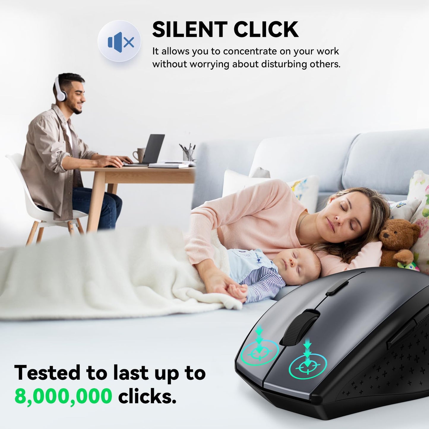 - TECKNET Wireless Mouse for Laptop | 4800 DPI Optical Computer Mice -