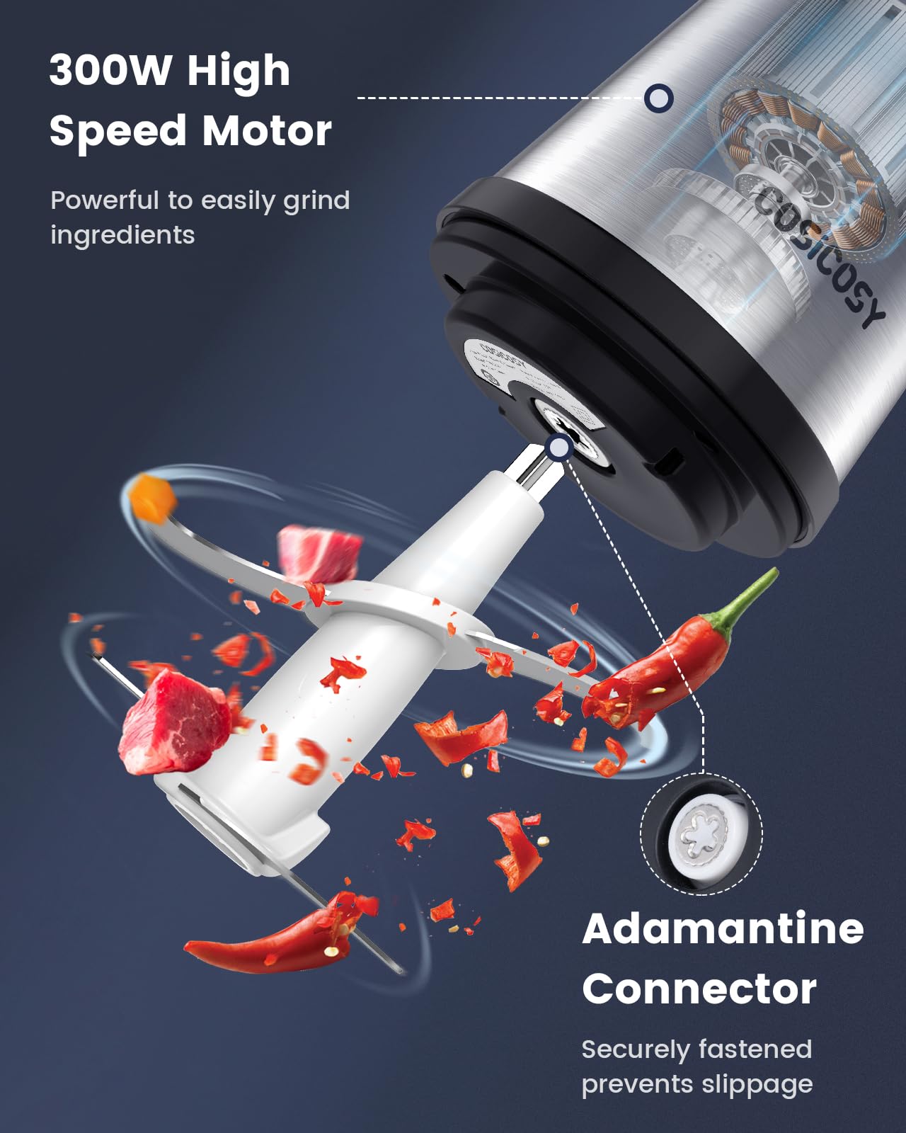 - Food Processor | Cosicosy 2L Meat Grinder with 4 Durable Blades | 2 Speed Adjustable Food Grinder Stainless Steel Food Chopper -