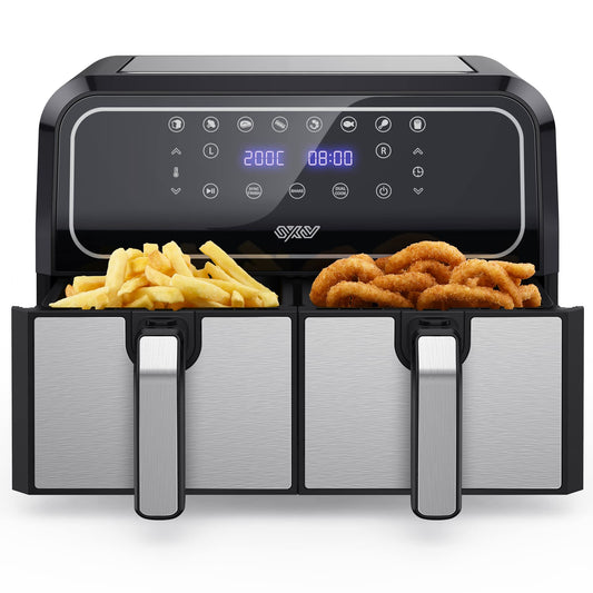 - Innsky Dual Zone Hot Air Fryer Double Chamber 8L | 8 Programmes Hot Air Fryer | Double Air Fryer | 2 Baskets -