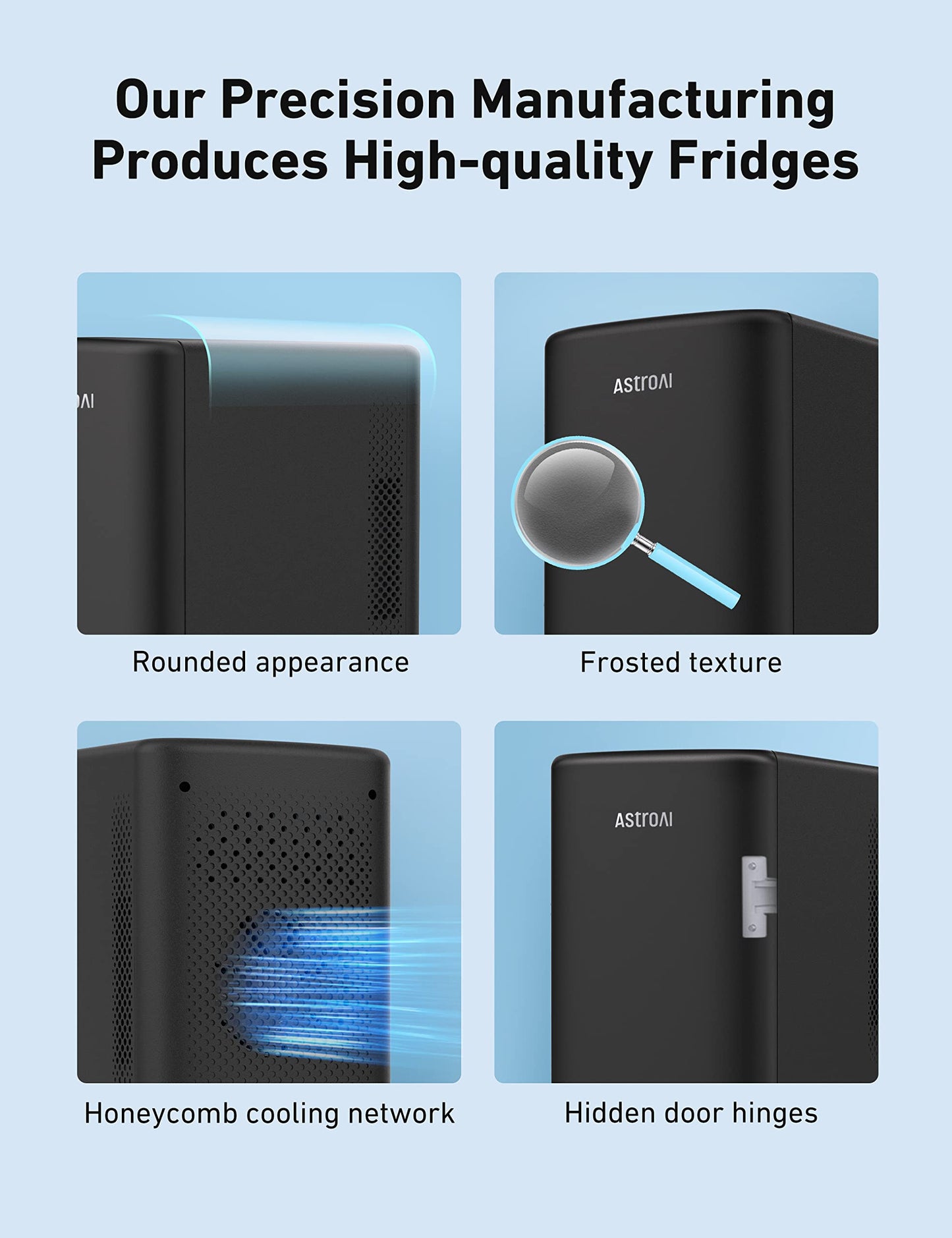 AstroAI Mini Fridge 6 Litre / 8 Can | Cooler and Warmer | AC/DC | Small Fridge for Bedrooms, Car, Drinks, Beauty, Skincare, Travel (Deep Black)