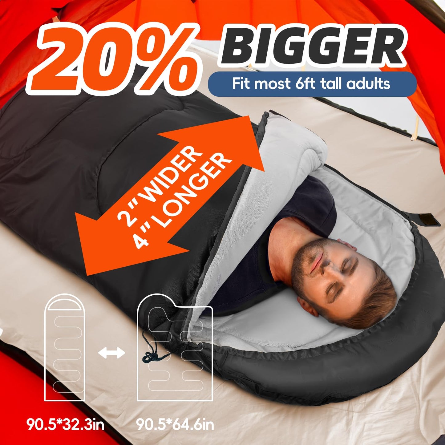 - MEREZA Sleeping Bags | XL |  Large Wide Sleeping Bag for Camping -