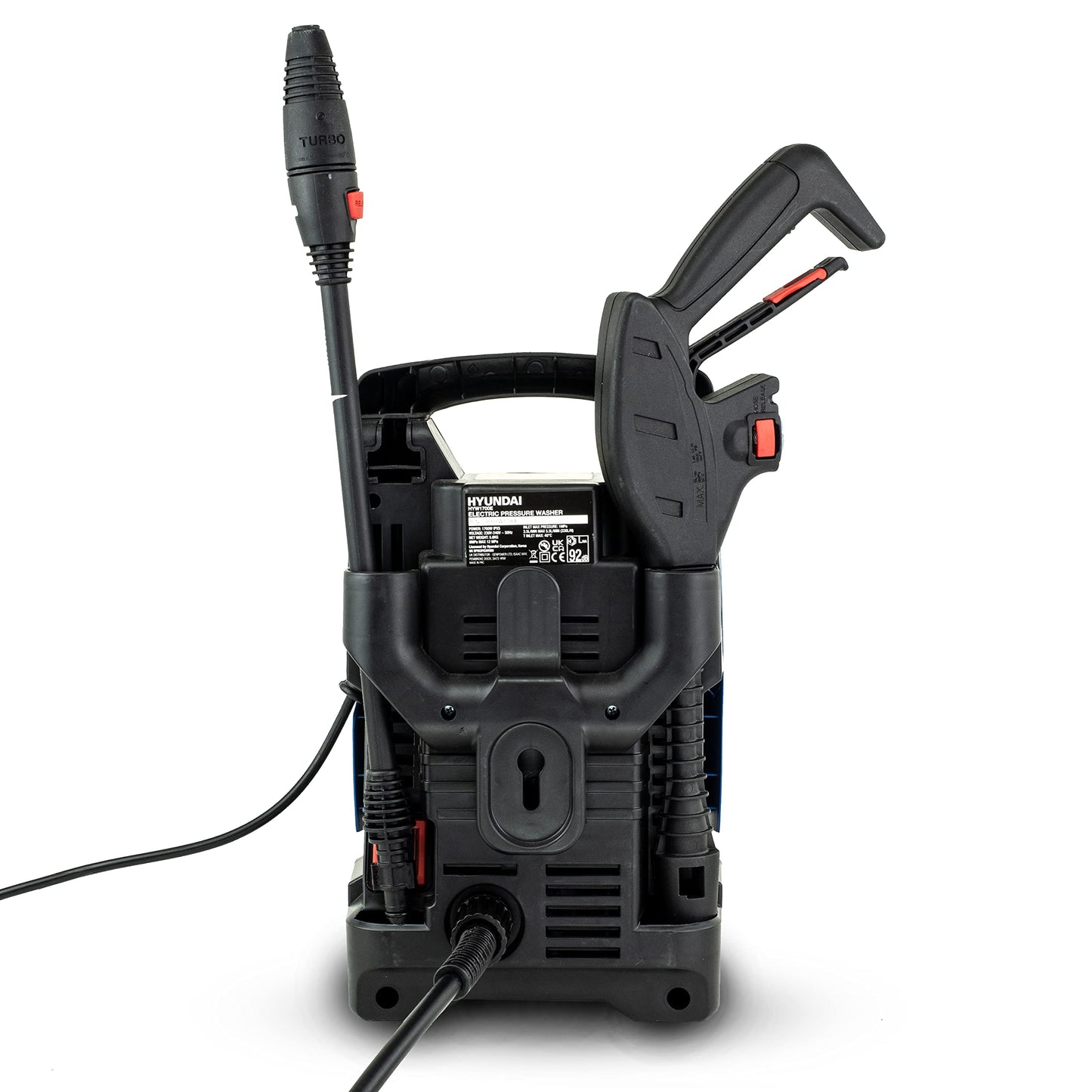 - Hyundai 1700W 1740psi / 120Bar Electric Pressure Washer | Ultra-quick 5.5L/min flow rate | Extra-long 6m hose Jet Washer -