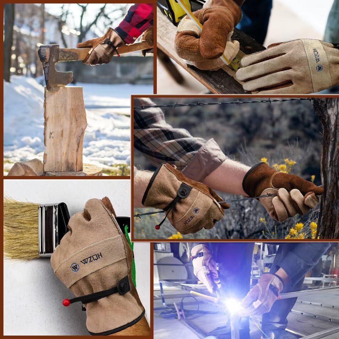 - Leather Work Gloves for Men or Women. Large Glove for Gardening, Coffee-grey L