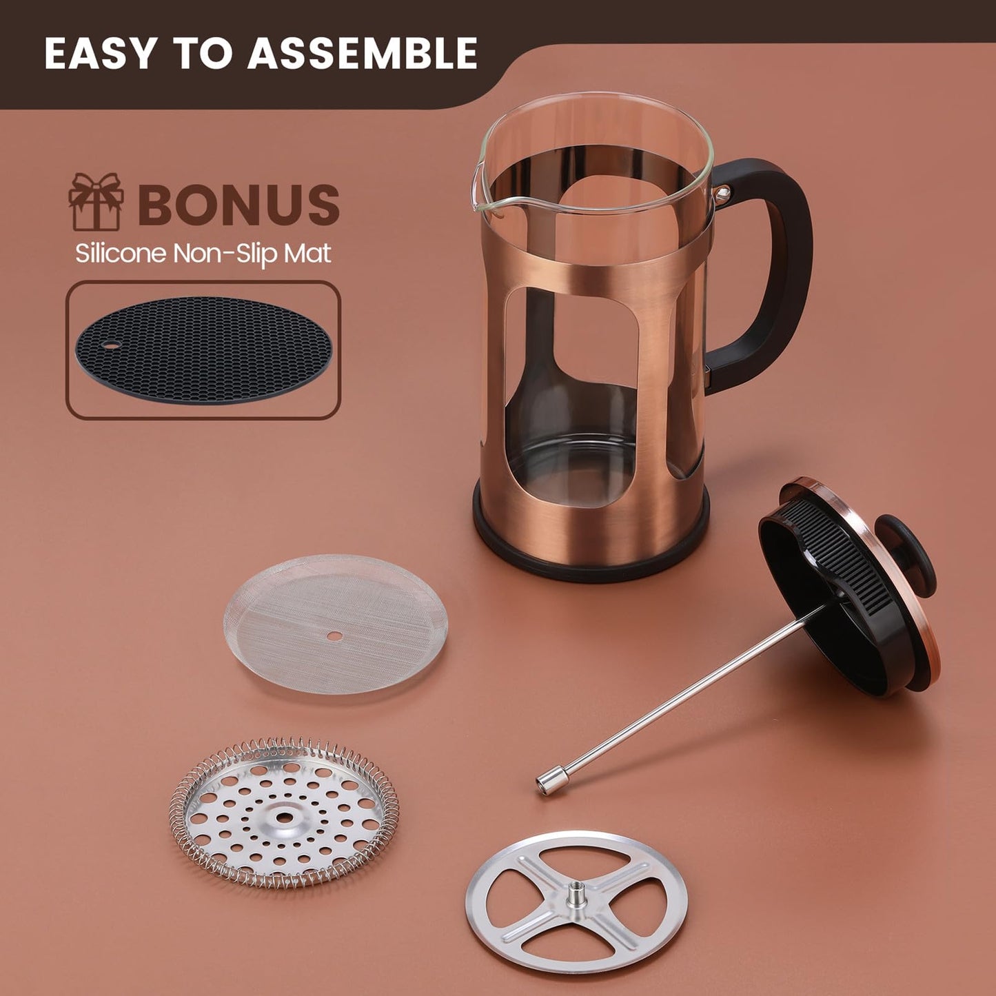 - KOOYAT Cafetiere French Press Coffee Maker | Capacity of 1000ml | 6 cup Large Coffee Press -