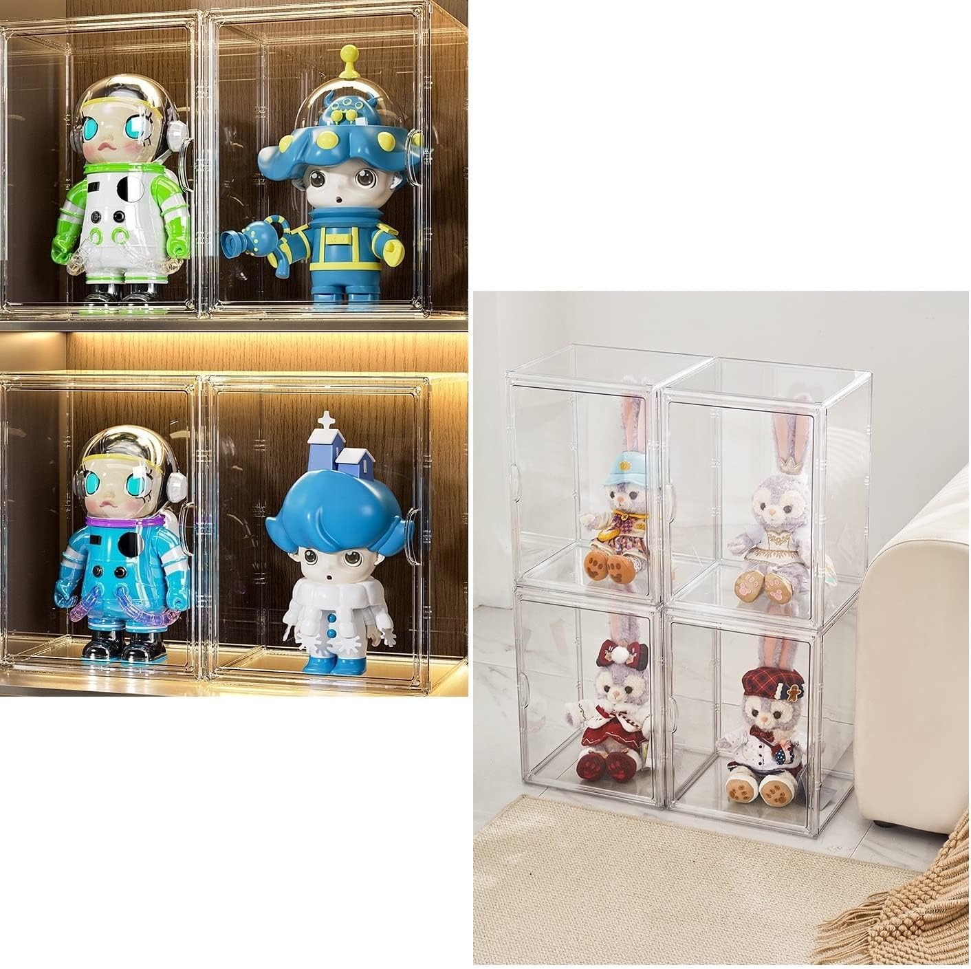 Dasellfa Display Case, Plexiglass Box, Acrylic Display Case, Collector's Display Case with Door, for Mini Figures, Small Figures, Action Figures, Toy, Model Cars, Collectible Figures (30 x 25 x 40 cm)