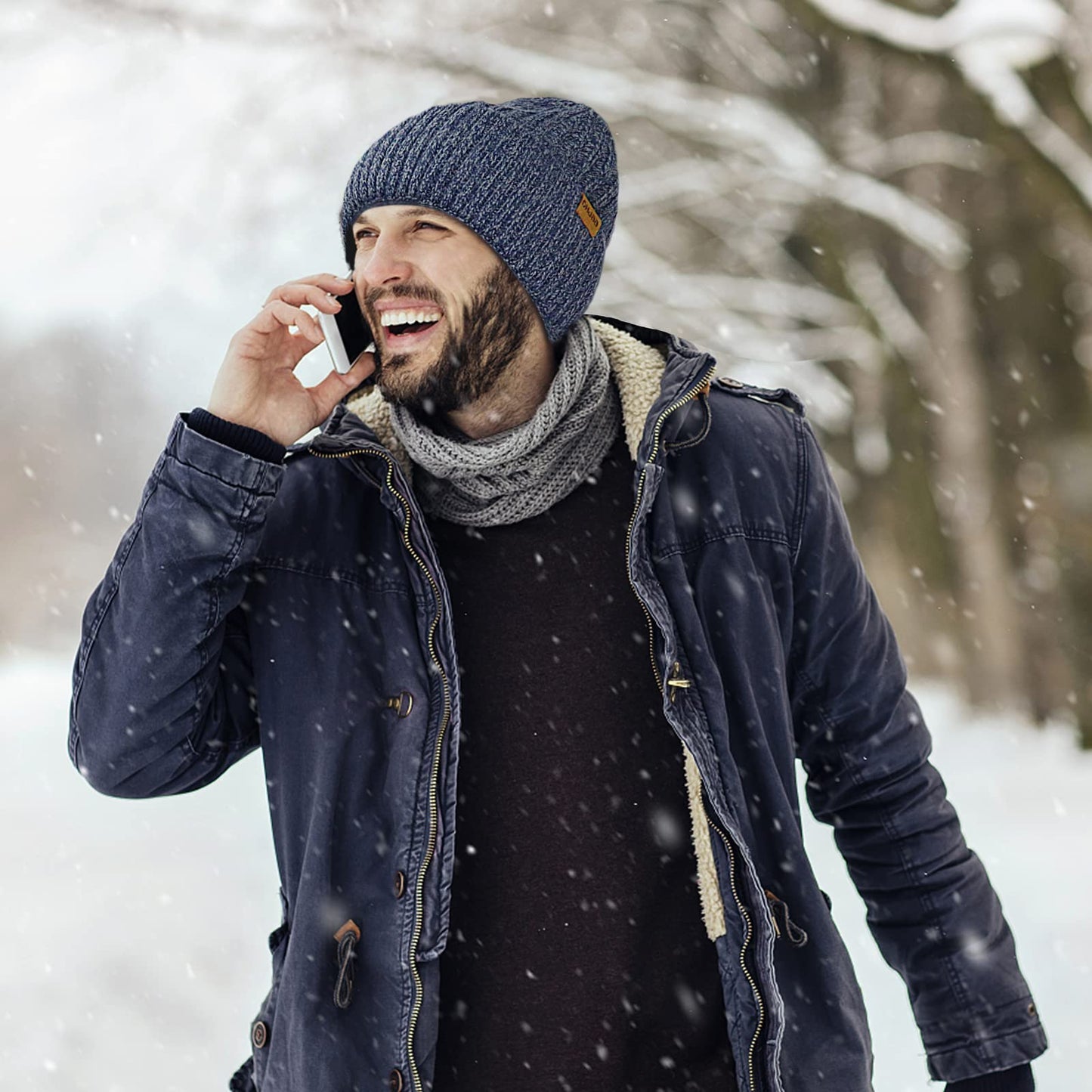 - Grantop Classic Beanie Hat | Ladies Warm Slouch Knit Double Layer Winter Hat -