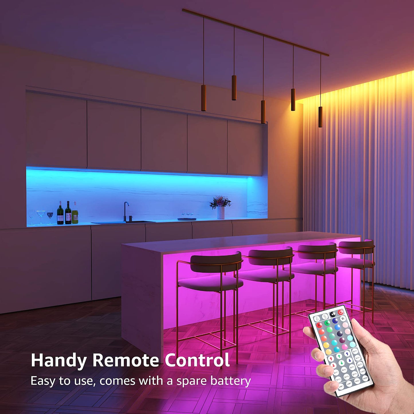 - Lepro LED Strip Light | 5M | Dimmable RGB LED Strips With Remote | Colour Changing Room Lights -