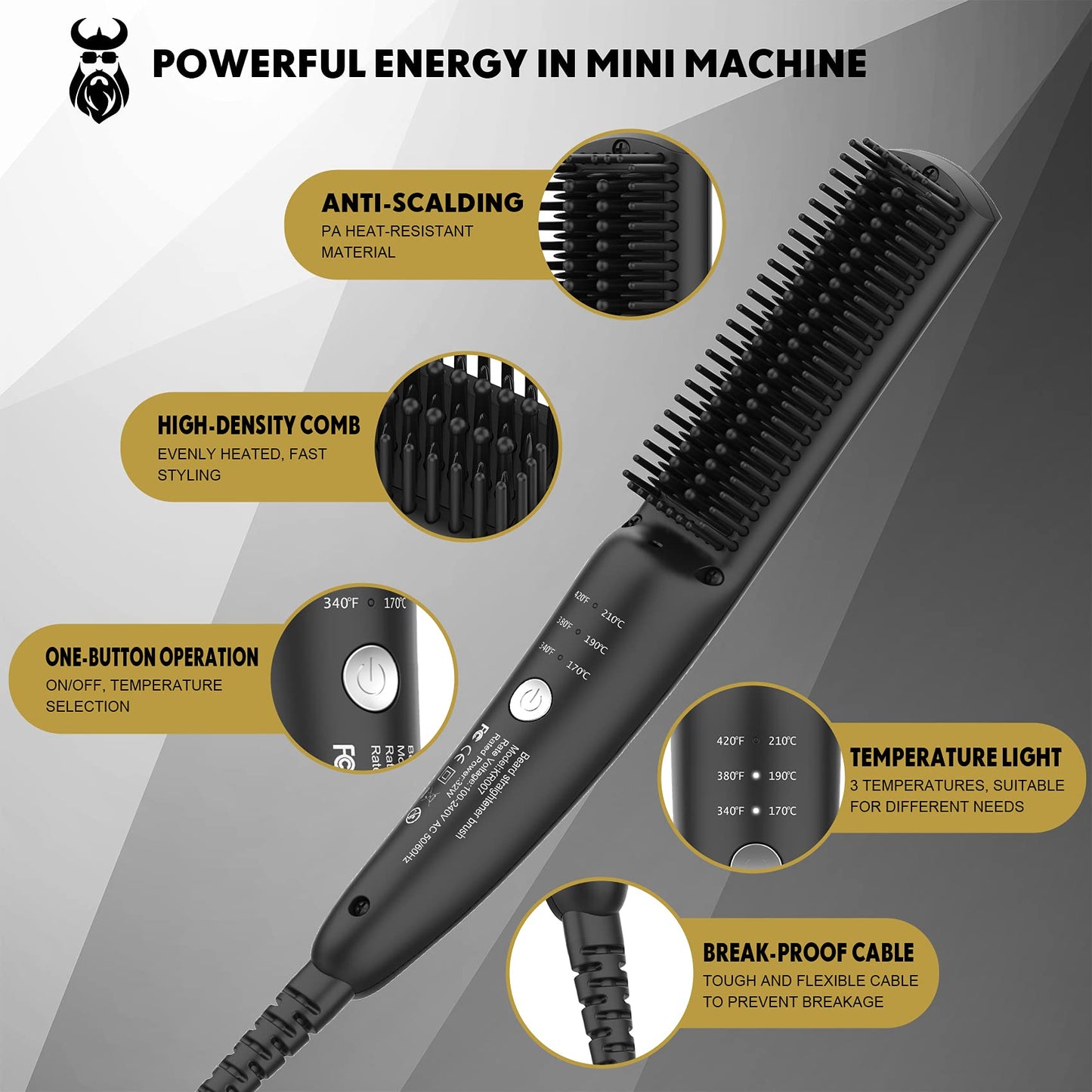 - VIKICON Beard Straightener, 30s Quick Heated Beard Brush -