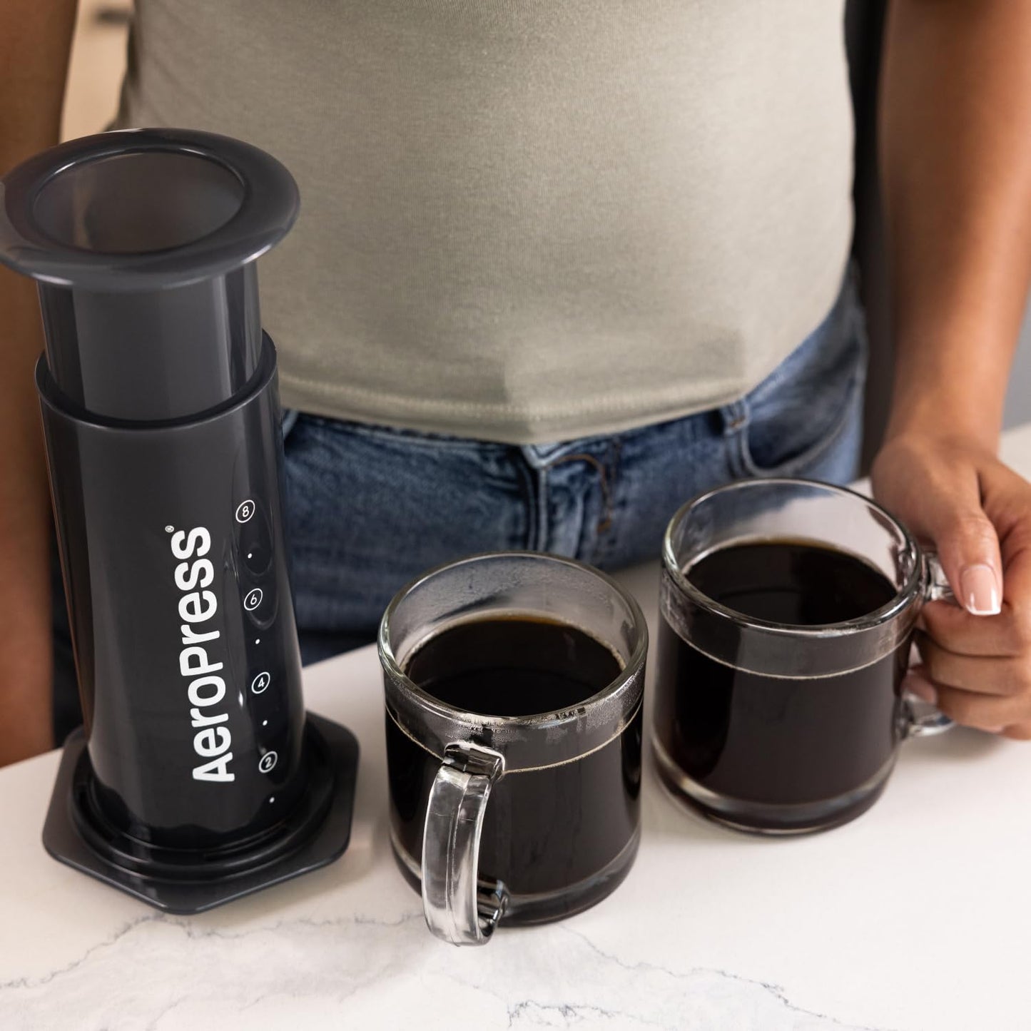 AeroPress XL Coffee Press – 3 in 1 brew method combines French Press, Pourover, Espresso. Full bodied, smooth coffee without grit or bitterness.