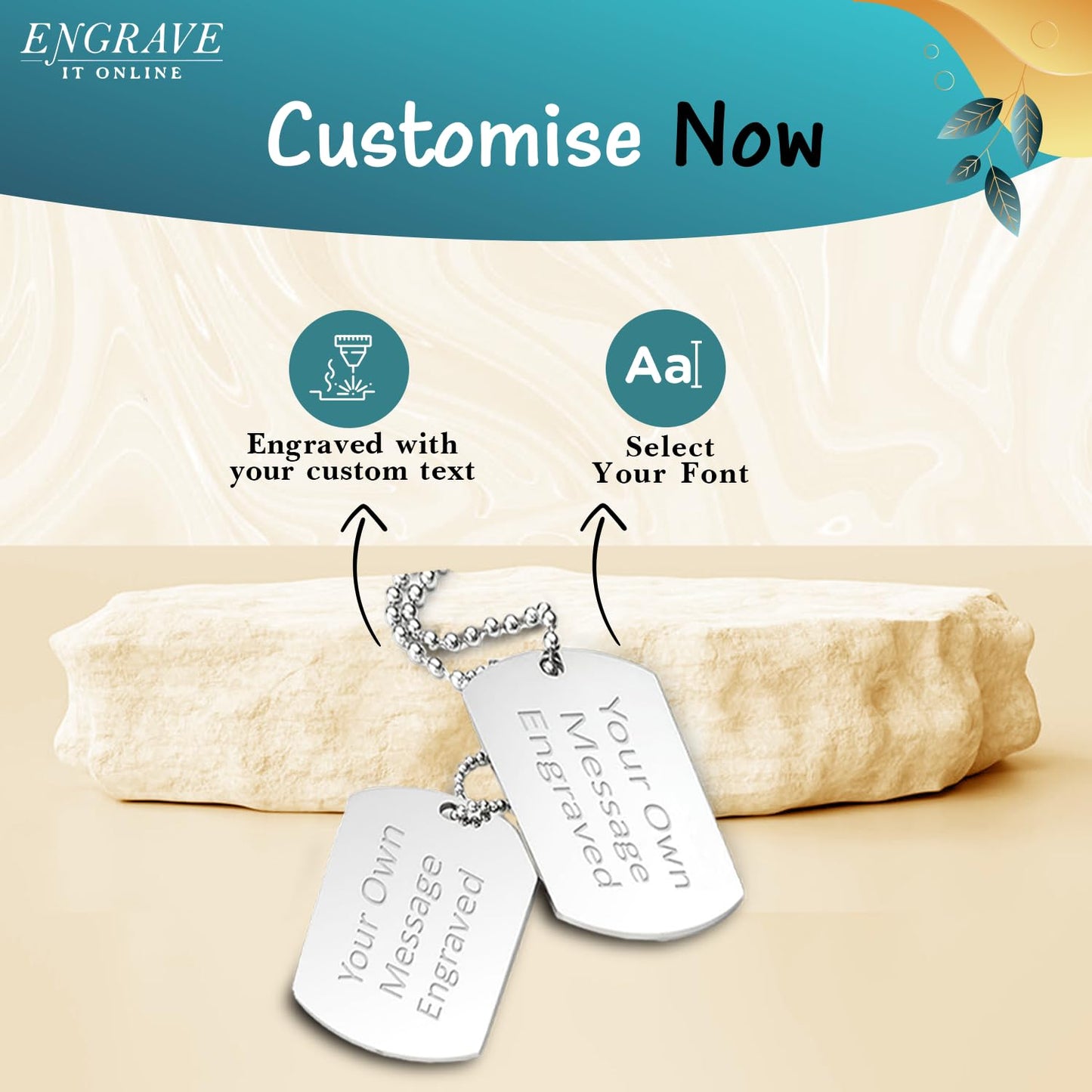 - EIO Gifts Personalised Double Tag Pendant | Women & Mens Pendant Silver Necklace –