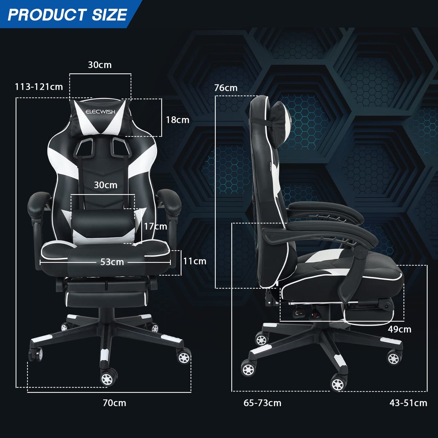 - Fullwatt Computer Gaming Chair | Footrest and Adjustable Arms | Reclining Swivel Chair -