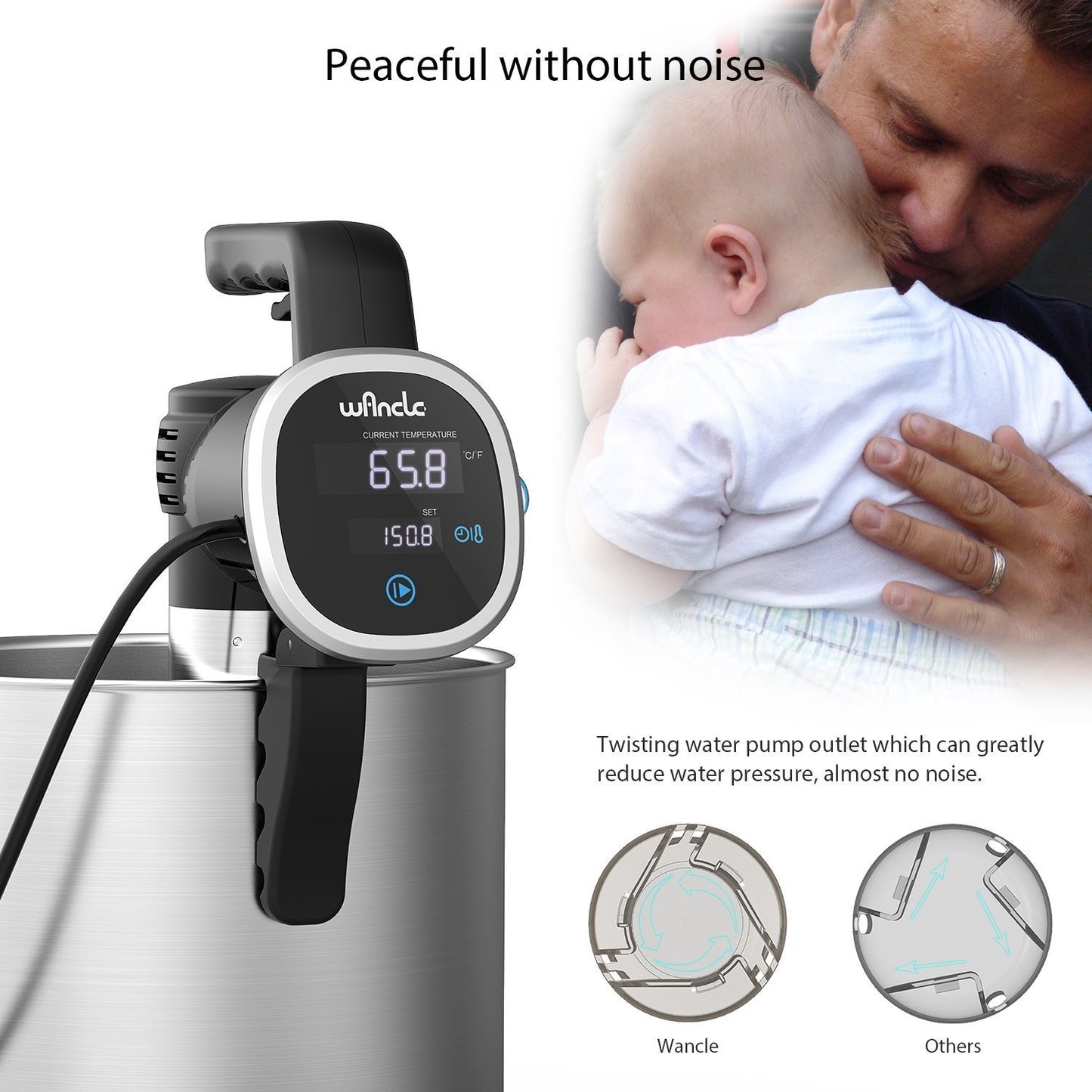 - Wancle Sous Vide Precision Cooker Immersion Circulator, Black-Classic