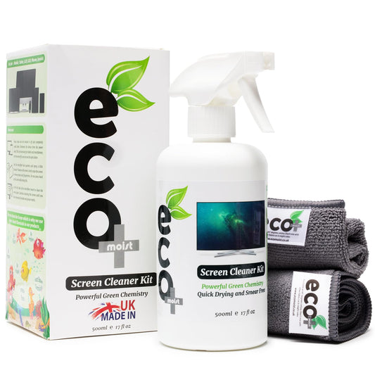 - Ecomoist Screen Cleaner | 500ml With 2 x Microfibre Towels | 40x40cm And 20x20cm -