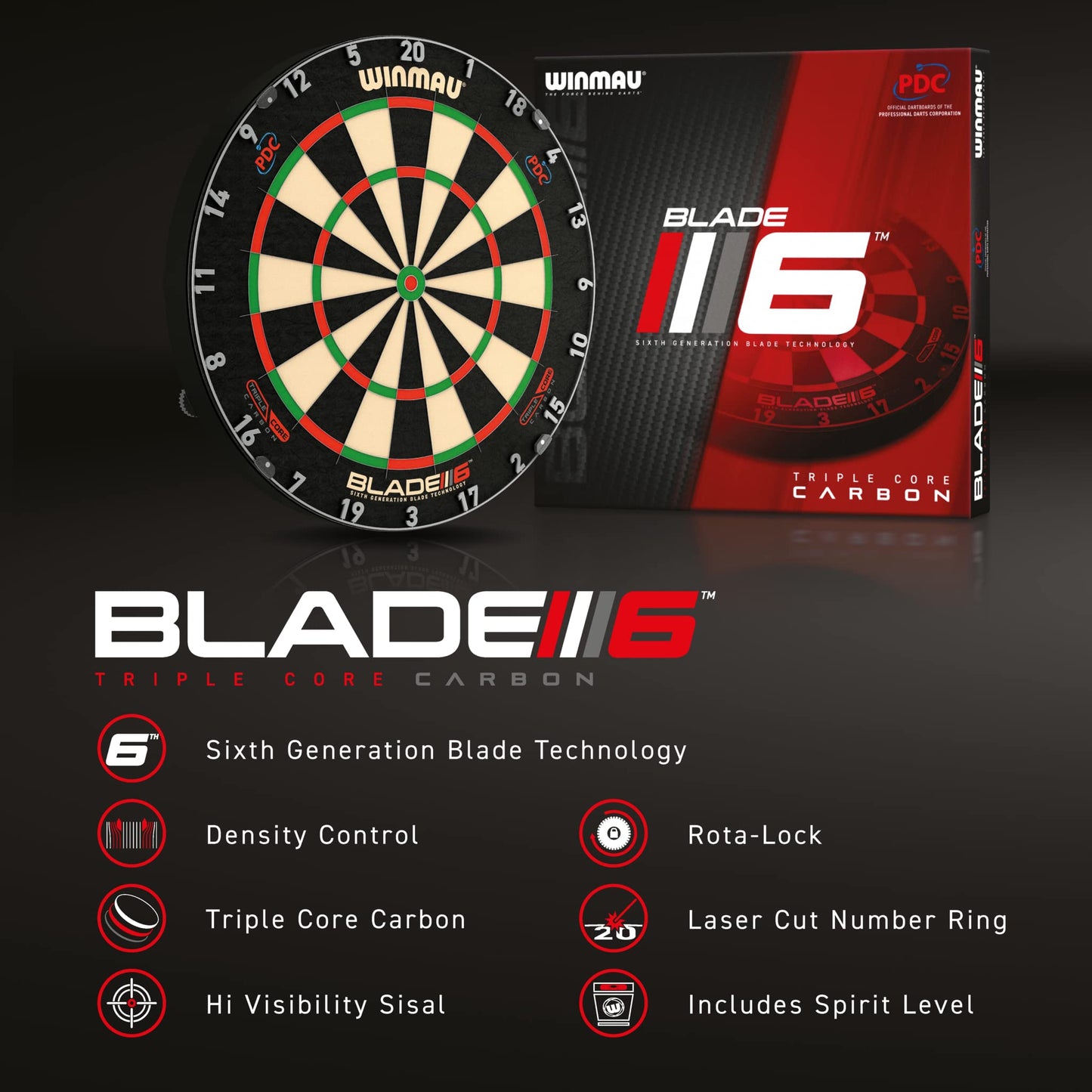 - Winmau Blade 6 Triple Core Professional PDC Dartboard with Official tournament specifications