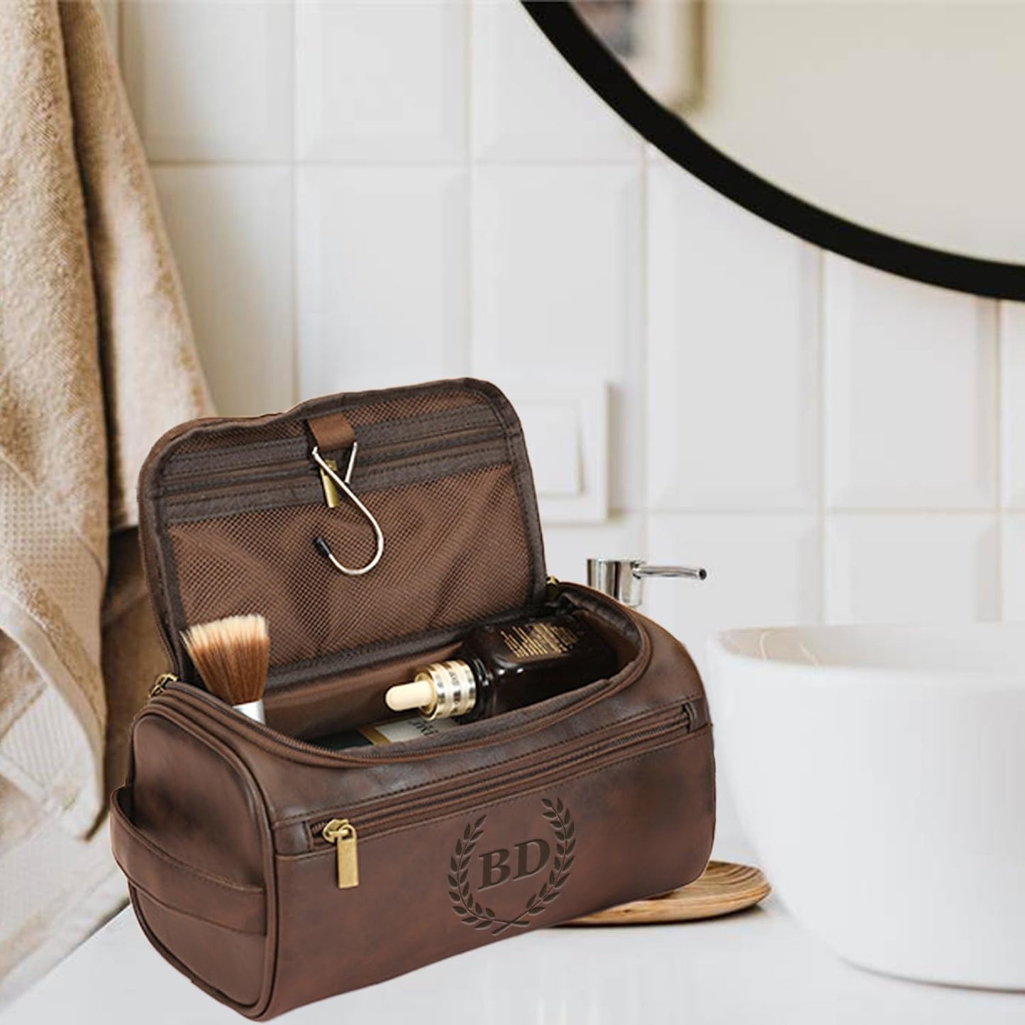 - Personalized Toiletry Bag for Men | Custom Engraved Travel Dopp Kit Bag -