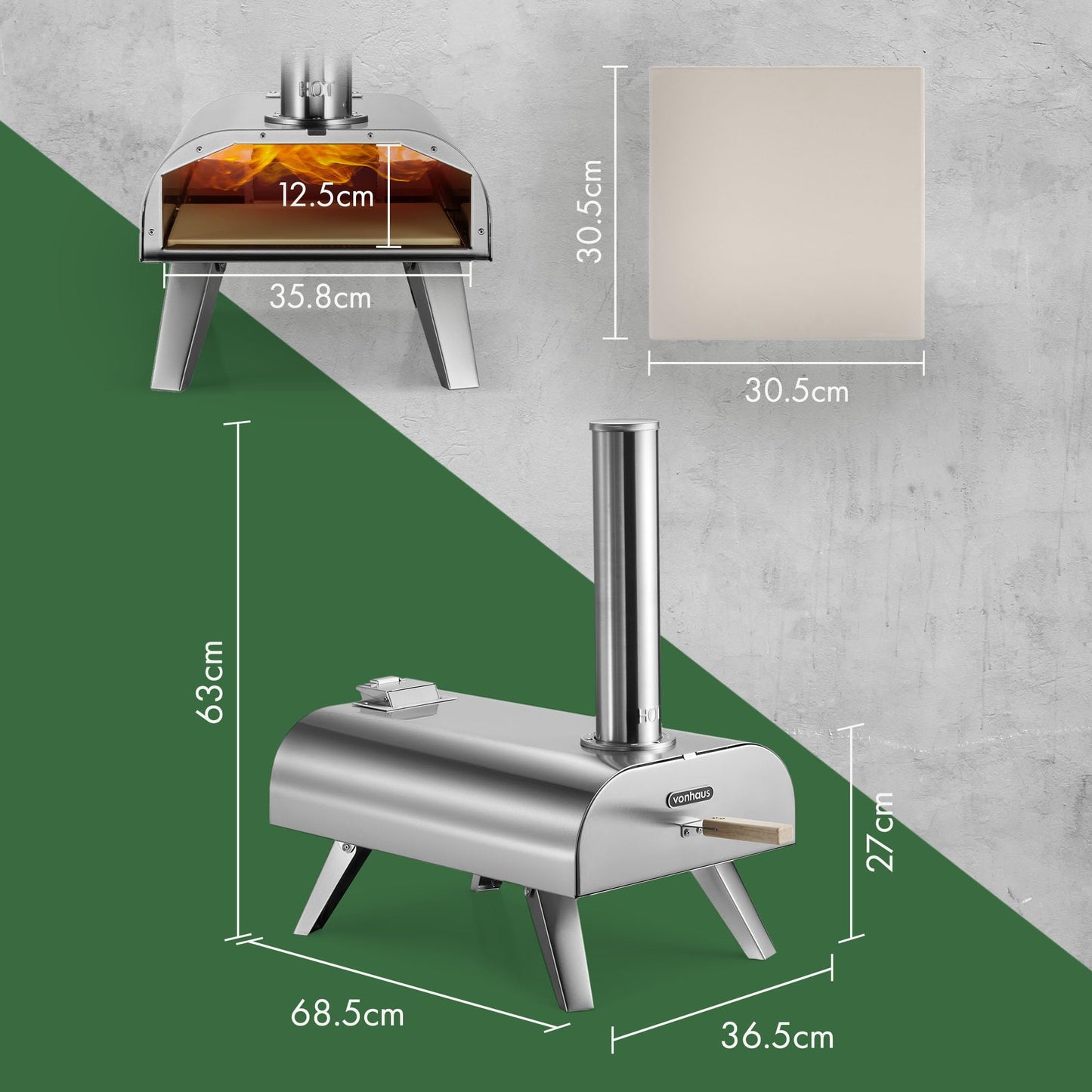 - VonHaus Pizza Oven Outdoor – Tabletop Pizza Oven with Pizza Stone Included