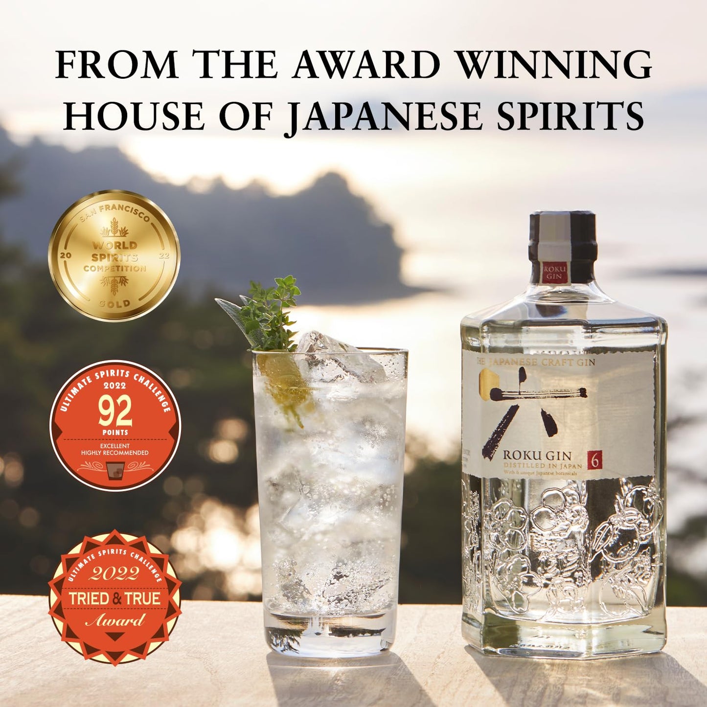 - Roku Suntory | Japanese | Craft | Gin | Crisp | Cherry Blossom, Yuzu and Sansho Pepper -