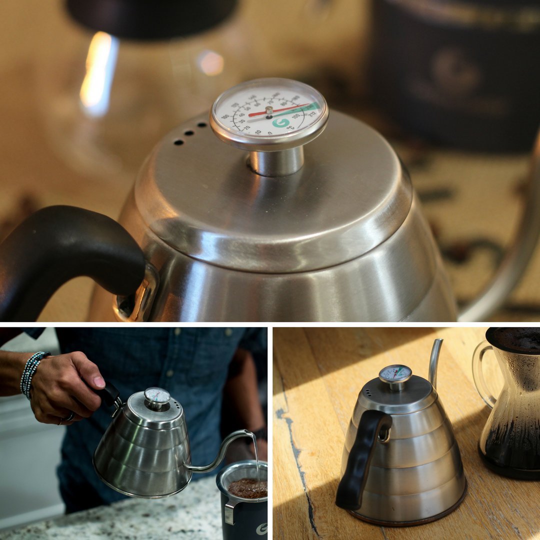 Coffee Gator Gooseneck Kettle – 1.2 Litre, Stainless-Steel Stovetop Kettles w/Precision Drip Spout & Built-in Thermometer