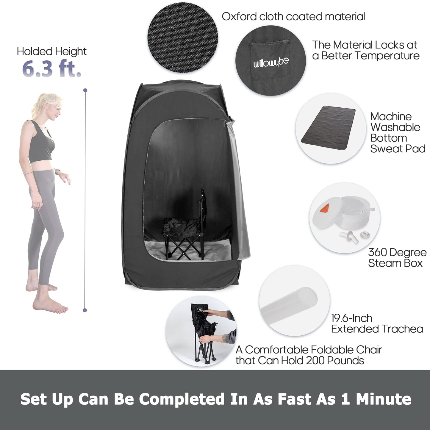 - Portable Steam Sauna | Personal Home Spa Room With Bluetooth | Steamer -