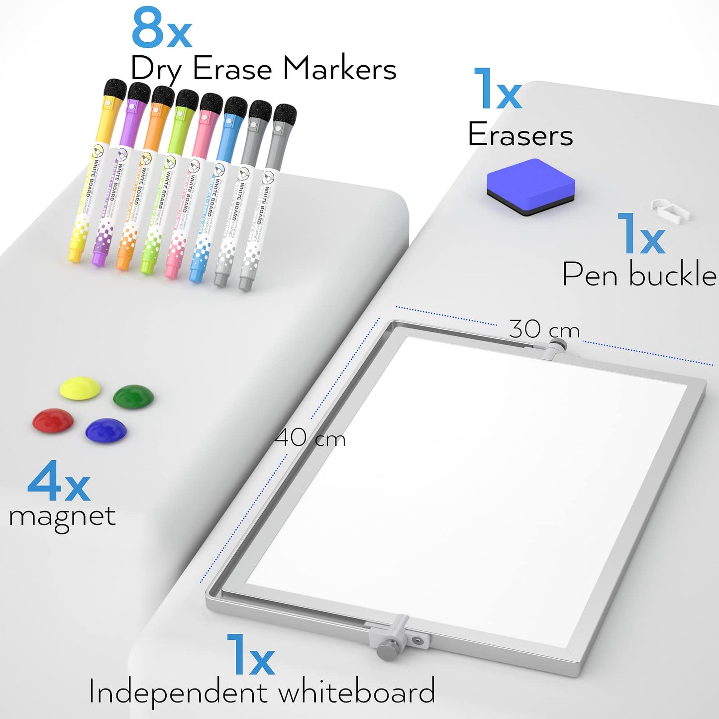 - Nicpro Dry Erase Mini Whiteboard A3 | 40 x 30 cm Double Sided Small Magnetic Desktop Whiteboard -