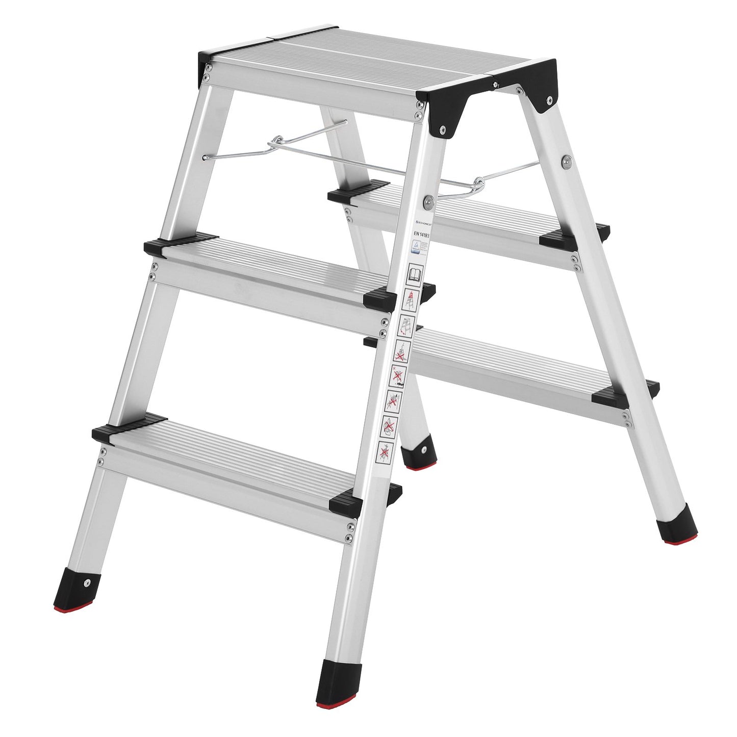 - SONGMICS Alu Step Ladder | Household Ladder | light weight 3 kg | Folding Multi-purpose Steps on Both Sides 2 x 3 Stages GLT23K -