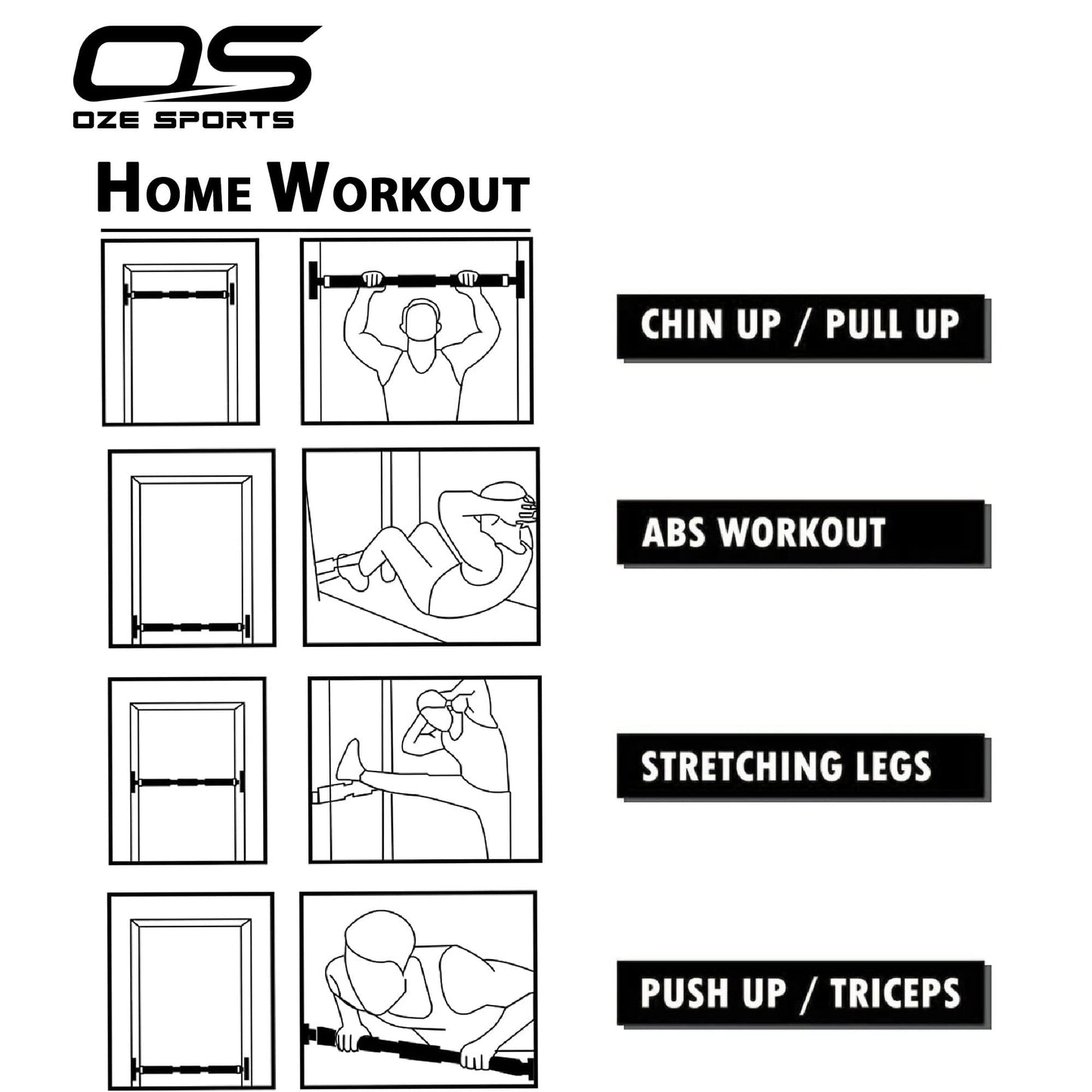 - Exercise Door Gym Pull Up Chin ups bar with Padded Grip -