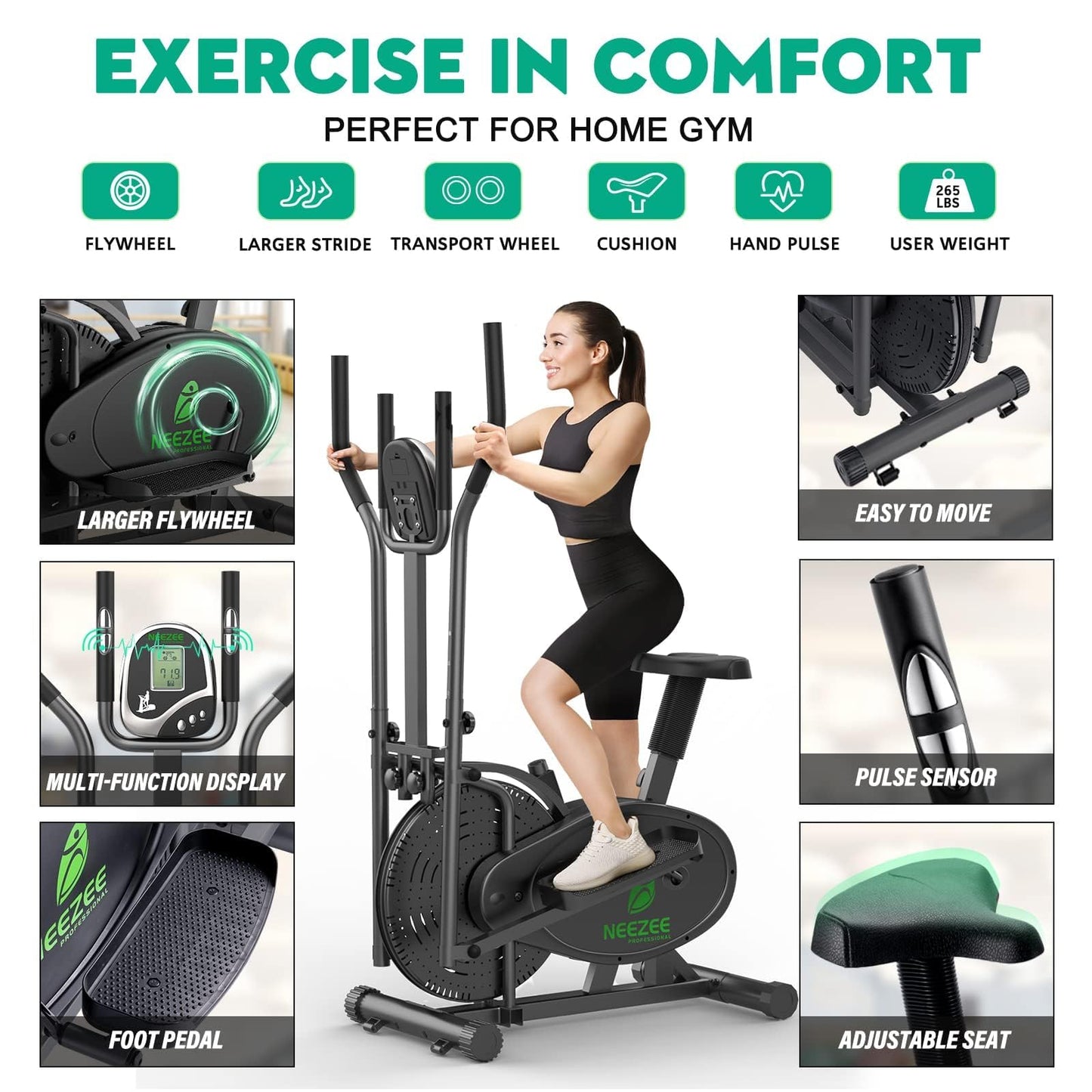 - Neezee Cross Trainer | With LCD Monitor | Max Weight 265LBS -