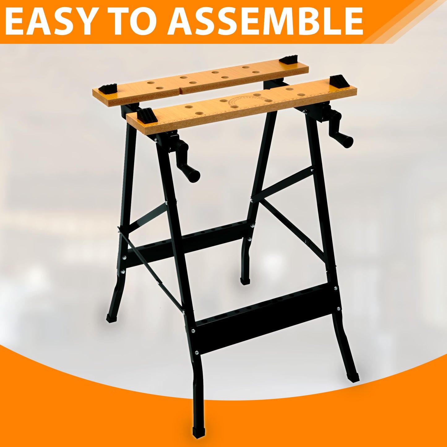 - ZENO Workbench Tool Stand | Foldable Work Bench with Heavy Duty Steel Frame