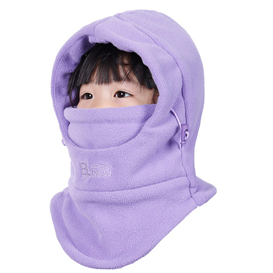 Azarxis Kids Balaclava Fleece Hat Thermal Full Face Cover Cap Winter Warm Neck Warmer Hood Windproof Adjustable for Boys Girls Skiing Snowboarding Skating Cycling Hiking Outdoor (Light Purple)