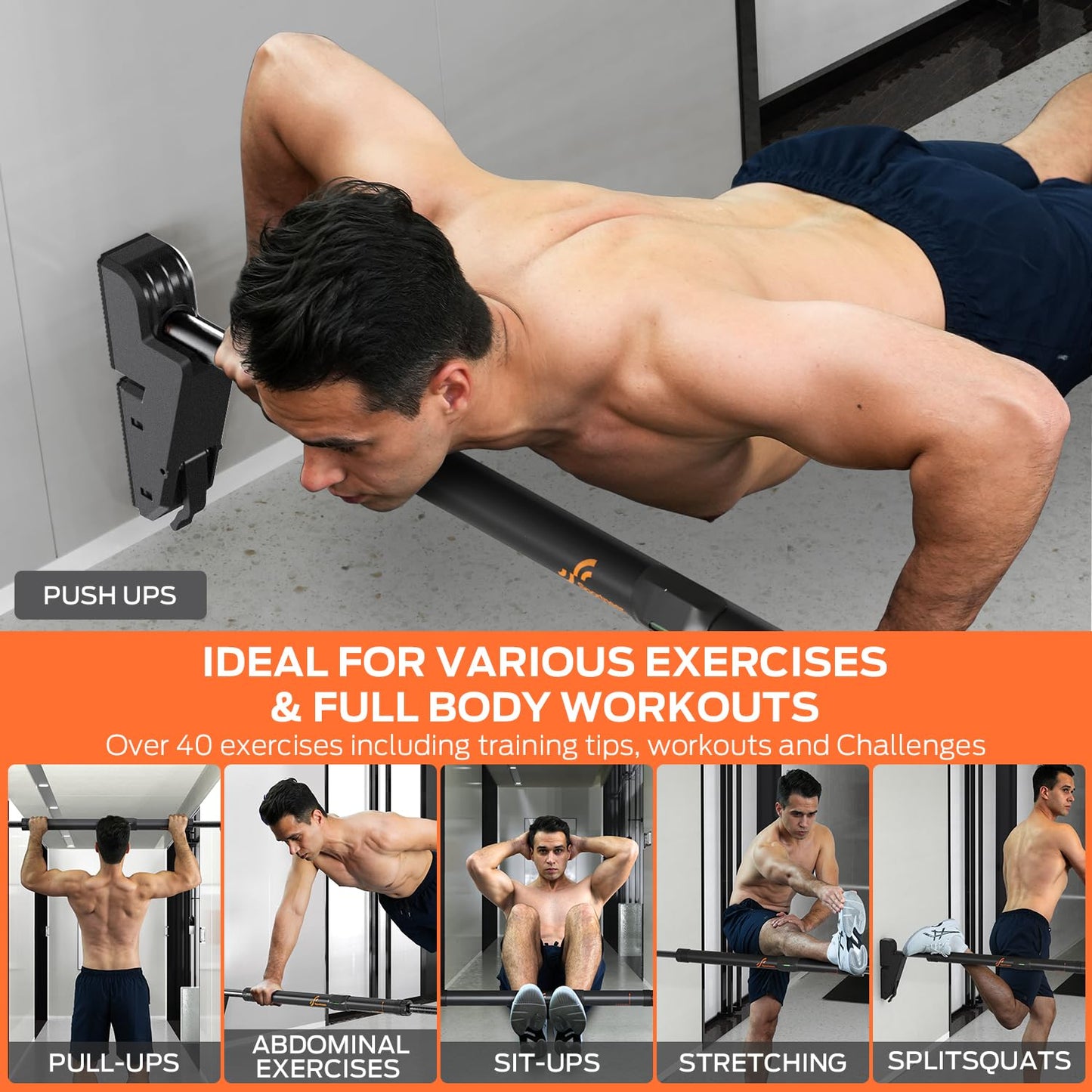 - Sportneer Pull Up Bar | Adjustable Chin up Bar | Strength Training Pull-up Bar for Doorway -