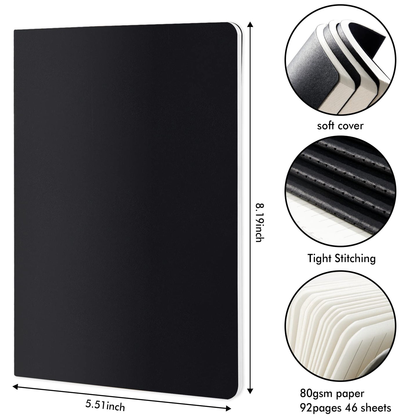 - feela 8 Pack Soft Cover Notebooks A5 Lined Journal Notebooks College Ruled -