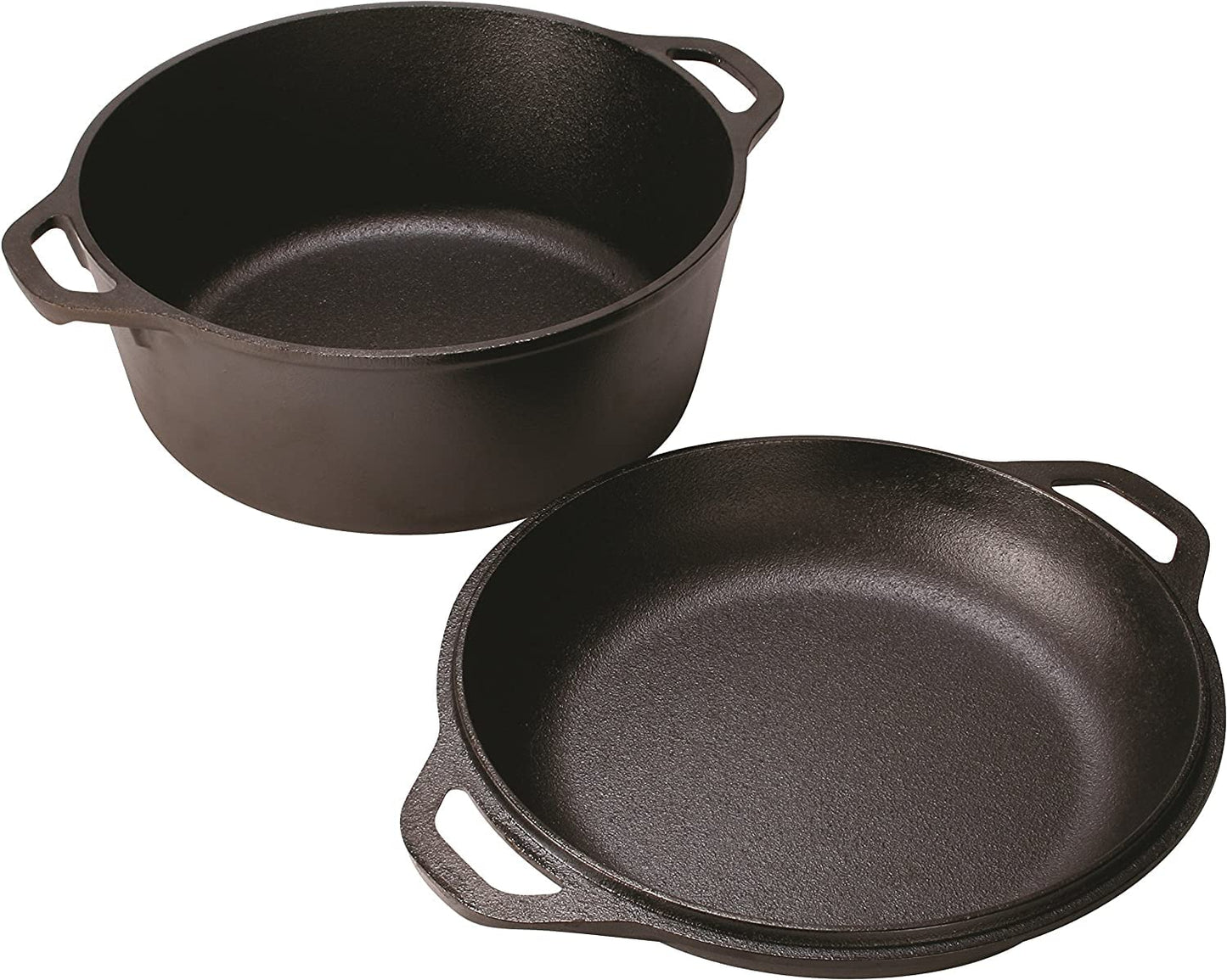 - Lodge L8DD3 4.73 litre / 5 quart Pre-Seasoned Cast Iron Double Dutch Oven -