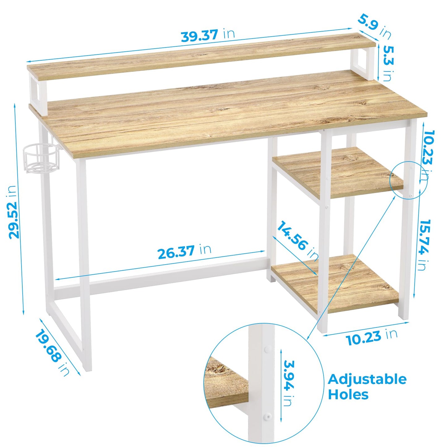 - GreenForest Computer Desk With Full Monitor Stand | 100cm Home Office Desk -