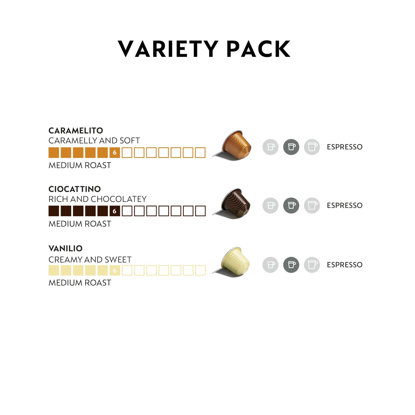 - Nespresso Limited Edition 30 Capsules | Vanilio, Caramelito, Ciocattino -