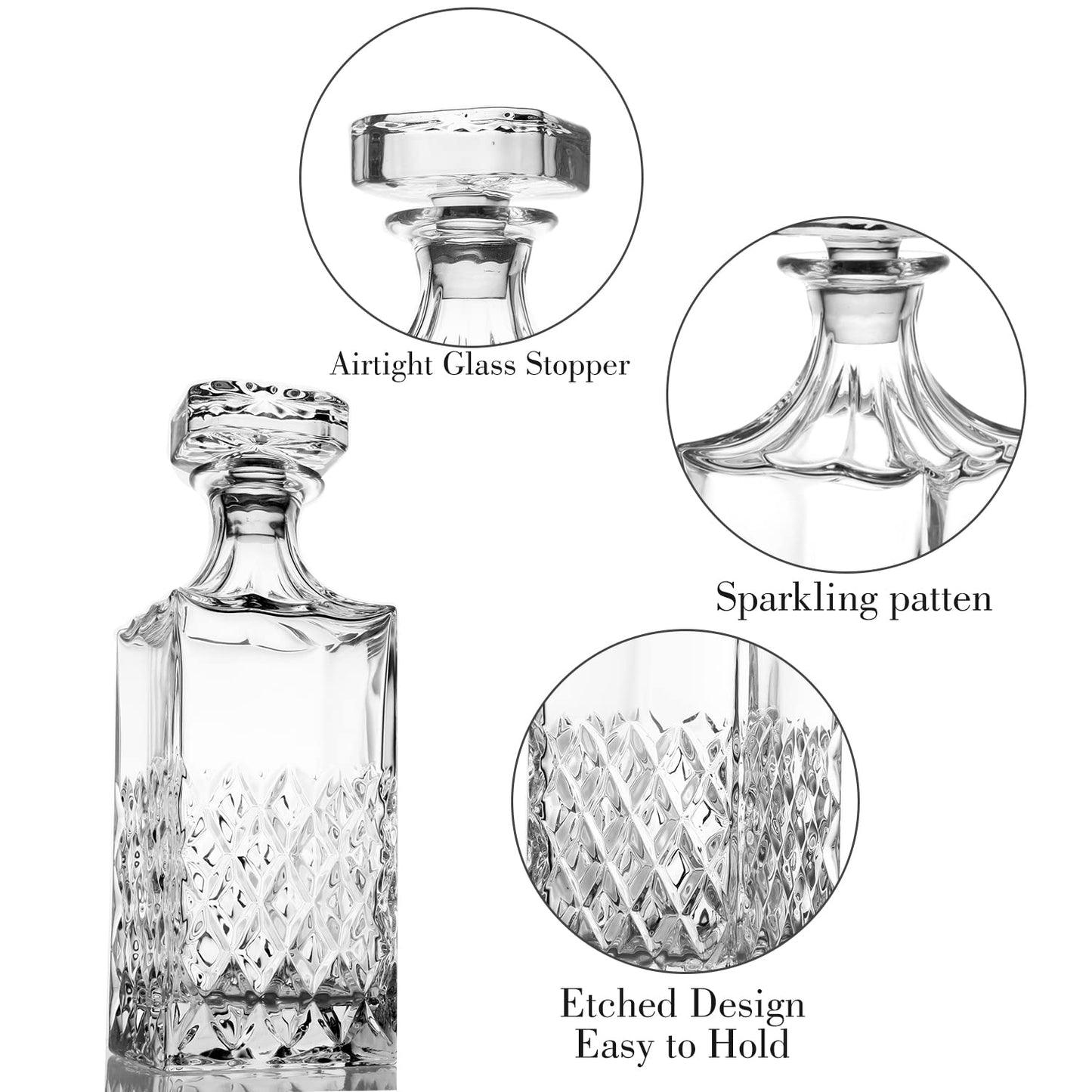 - LIGHTEN LIFE Whiskey Decanter | 849ml Non-Lead Crystal Whiskey Decanter with Stopper in Gift Box -