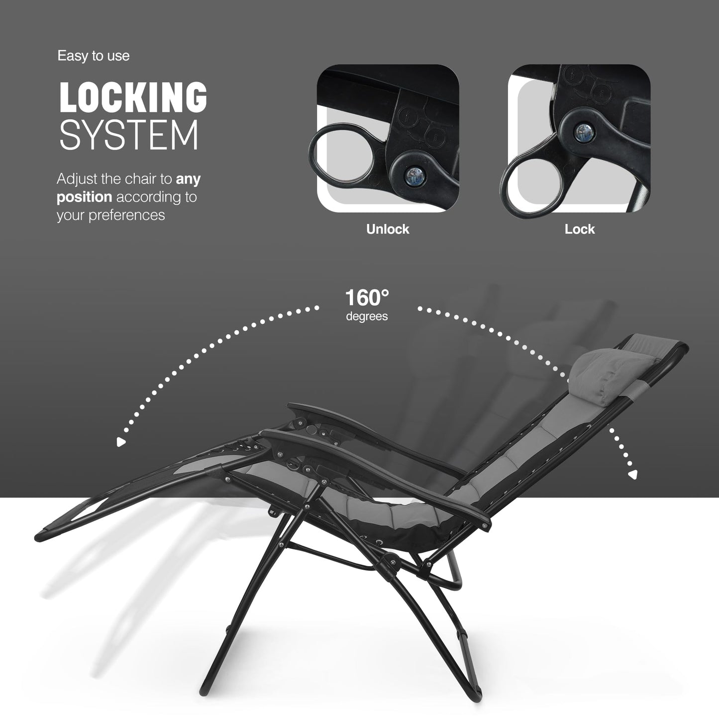 - KEPLIN Set of 2 XXL Premium Heavy Duty Textoline Zero Gravity Chairs | Luxurious Garden Recliners | Adjustable Headrest -