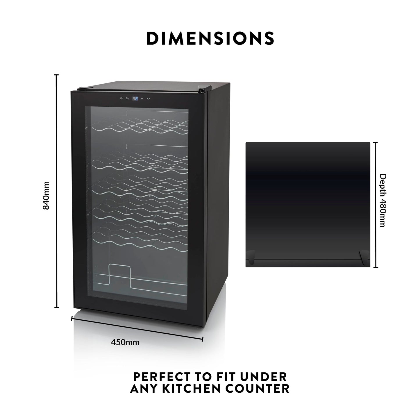 - Swan 34 Bottle Wine Cooler with Reversible Door | LED Display | 80L | Black -