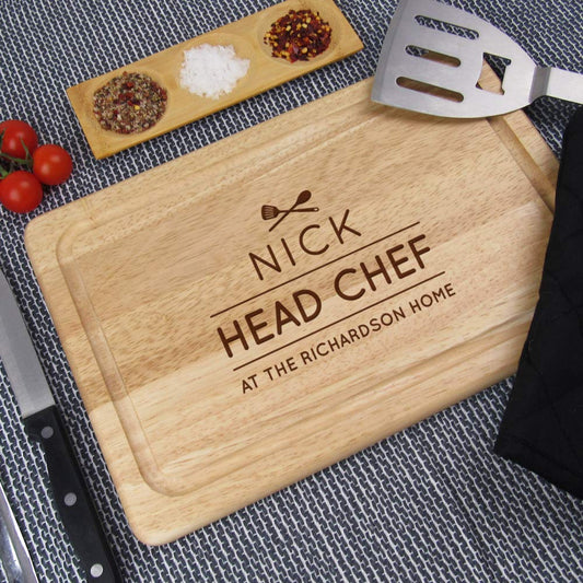 - eBuyGB Personalised Chopping Board | Head Chef Design | Cutting Board -