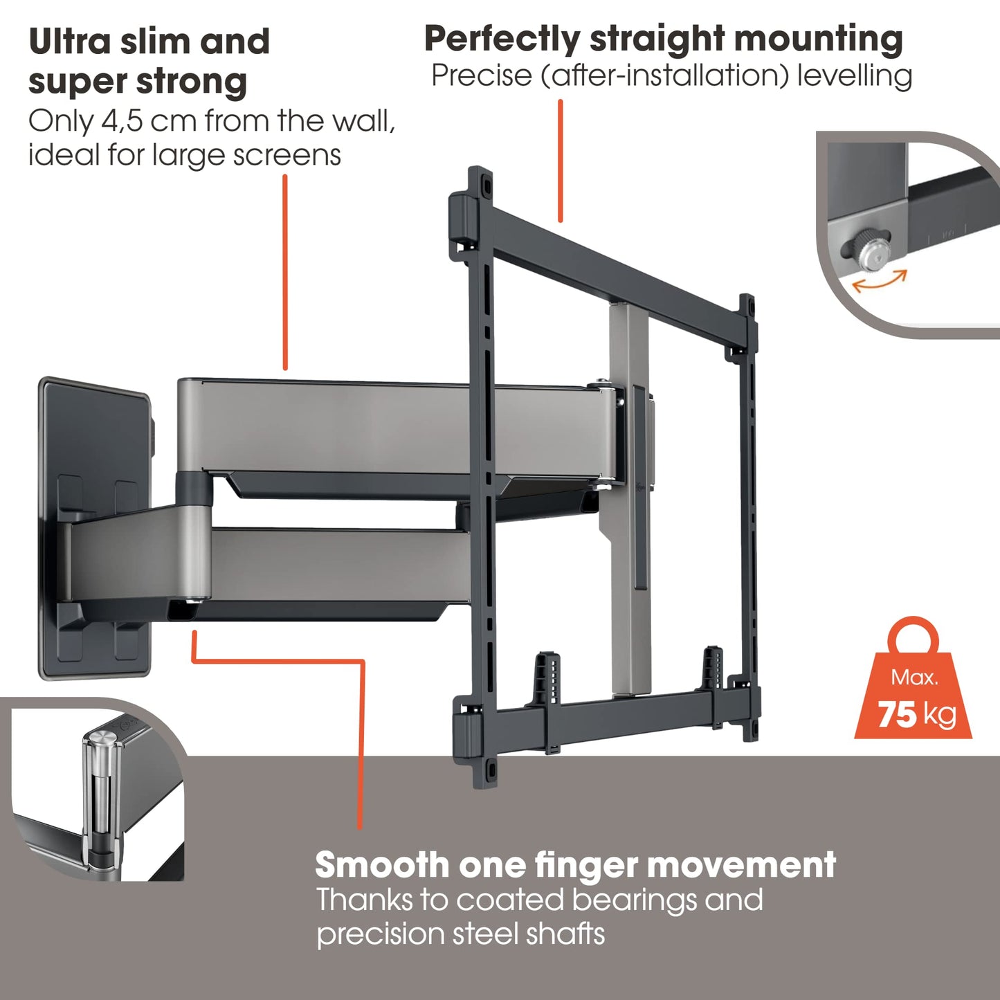 - Vogel's Elite 5855 ultra strong full-motion TV wall mount for large and heavy TVs -