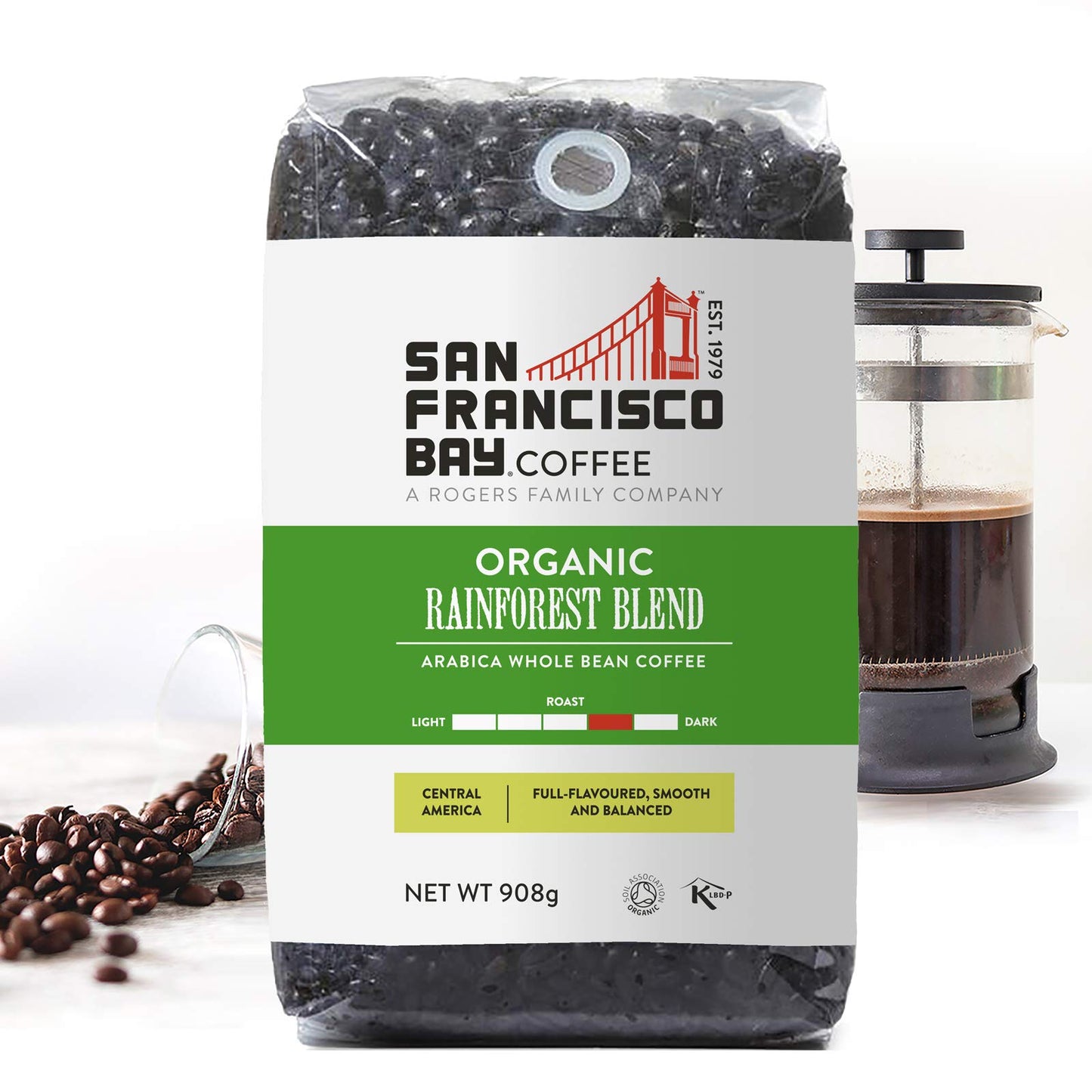 - San Fransisco Bay Coffee Beans G | Organic Rainforest Blend | 908 gram -