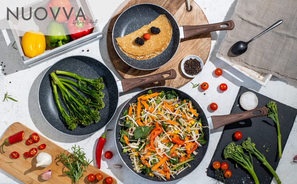 - Nuovva Induction Hob Pan Set | 3pcs Non Stick Chefs Pans –