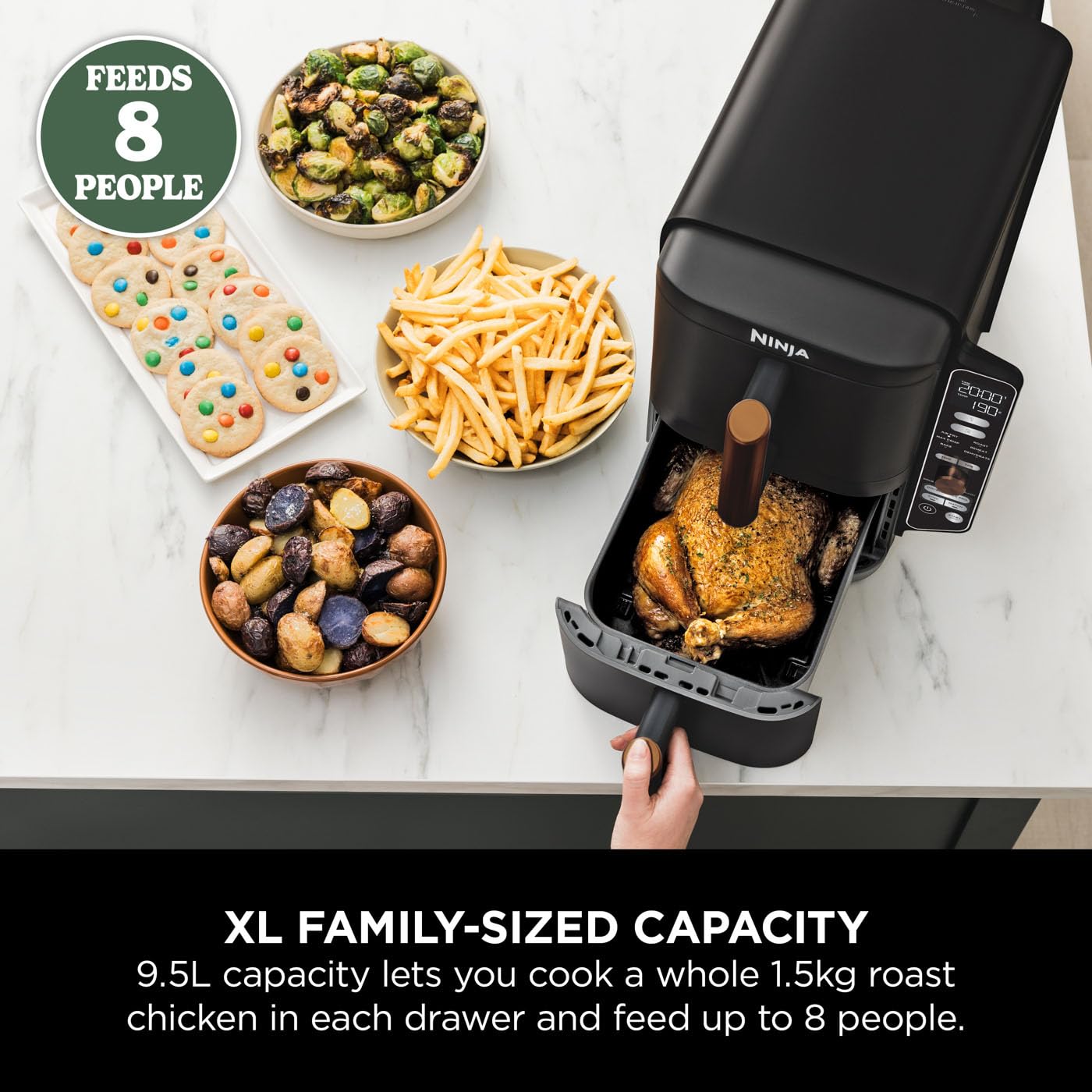 - Ninja Double Stack XL Air Fryer | Vertical Dual Drawer Air Fryer 4 cooking levels -