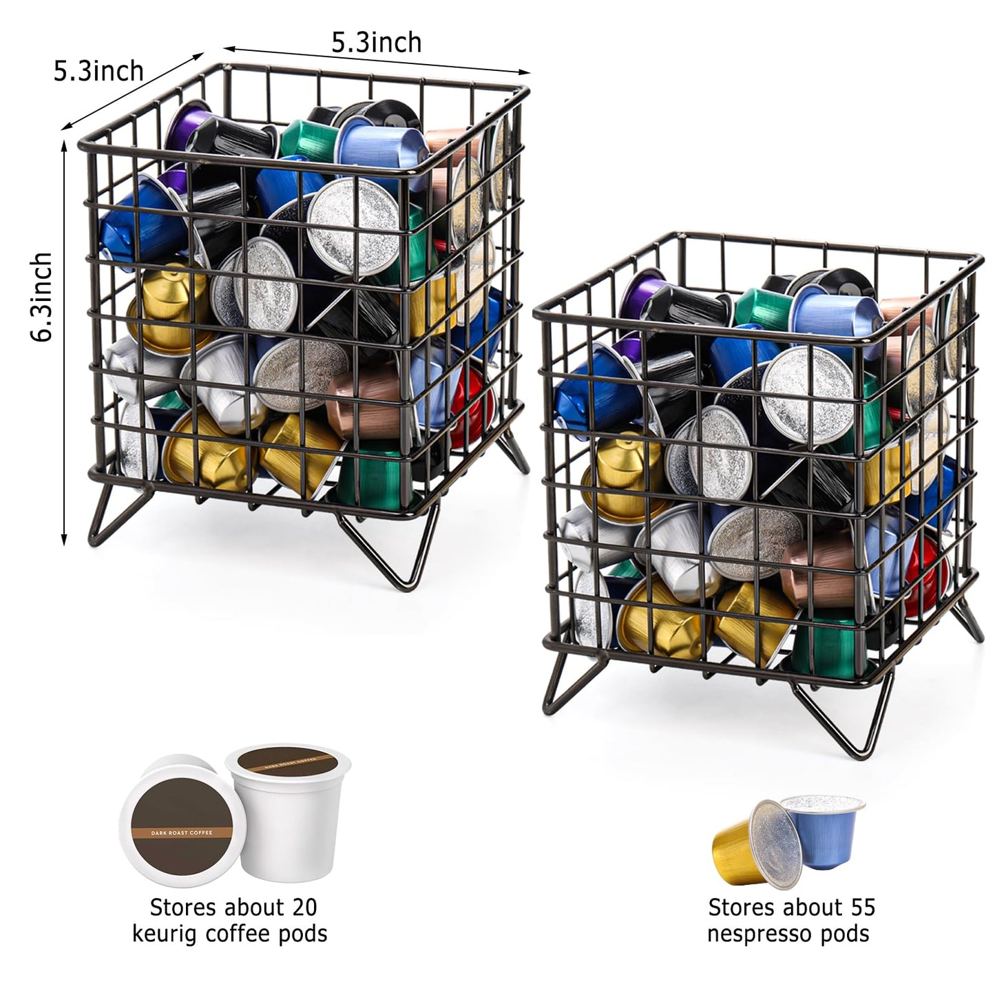 - Okllen 2 Pack Coffee Pod Holder | Square Wire K Cup Holder Espresso Pod Organizer -