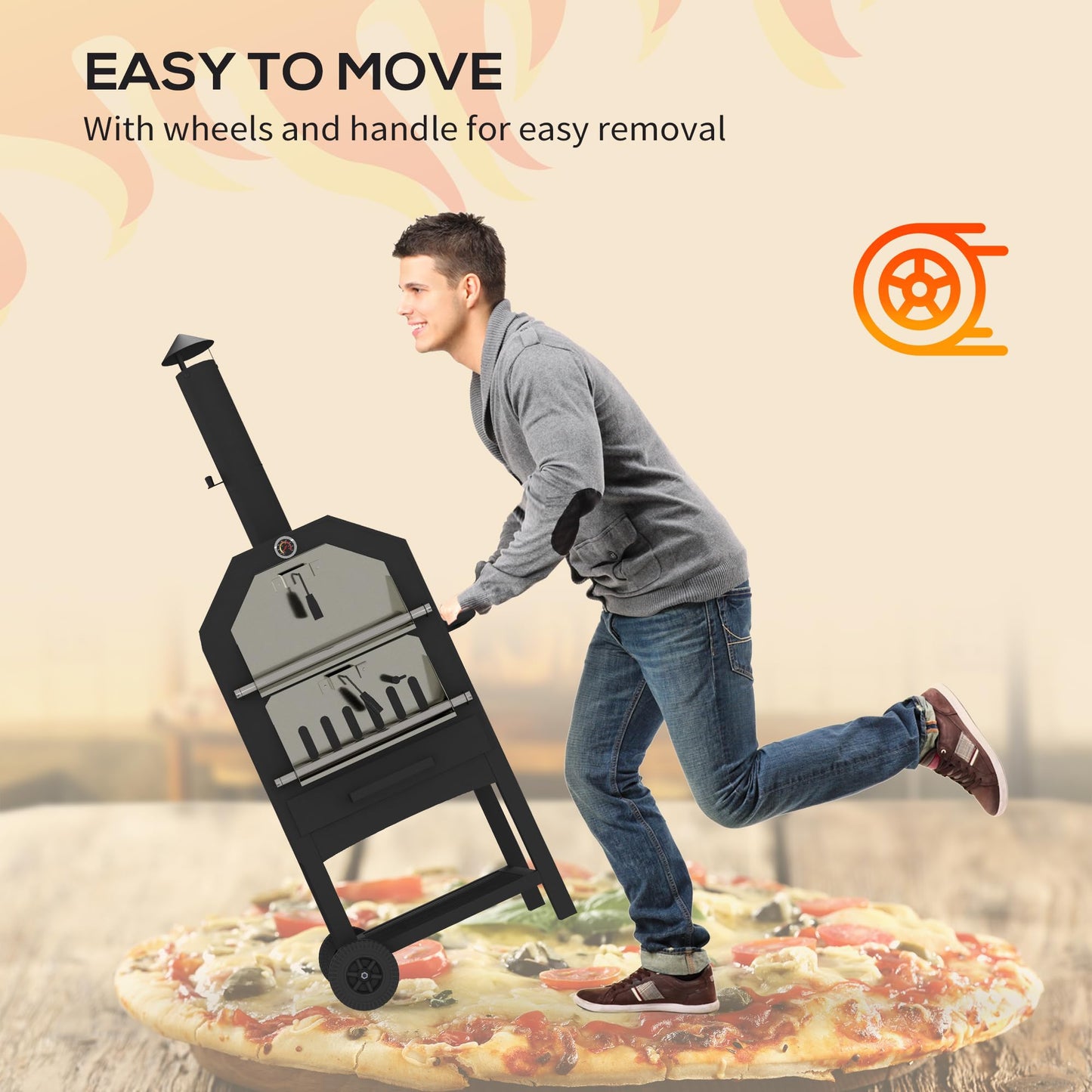 - Outsunny 2-in-1 Outdoor Pizza Oven | 3-Tier Freestanding BBQ Grill | Rain Cover -