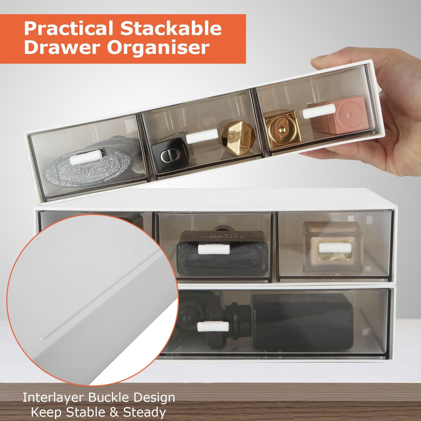 - SENENQU Plastic Desktop Storage Drawers | 9 Drawers Stackable Desk Storage -