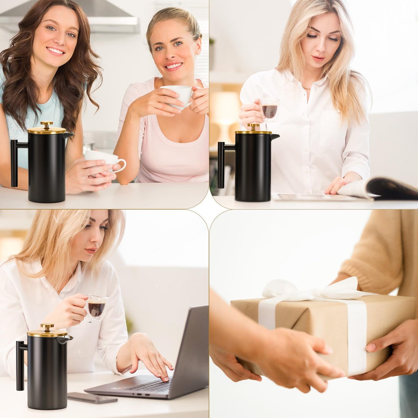 - Enfmay Cafetière 350ml Stainless Steel French Press Coffee Maker -