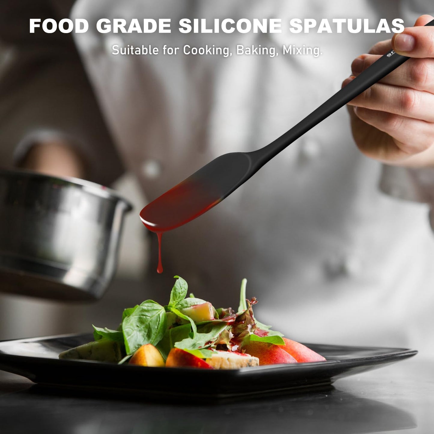 - NileHome Silicone Spatula Set | Cooking/Baking Utensil Set of 4 | Black -