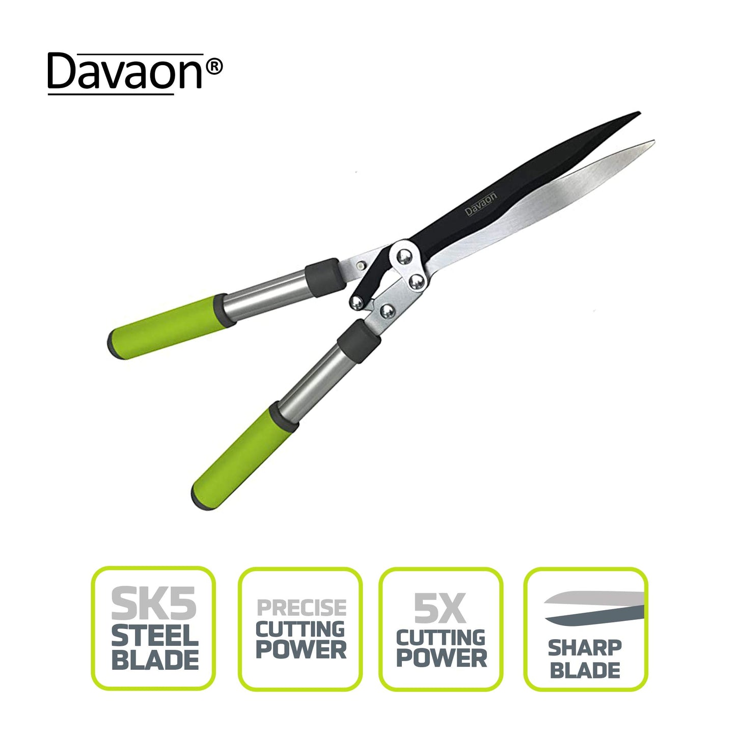 Classic Hedge Shears for Gardening - Classic Garden Shears with Handles, Anti-Slip Grip and Premium Rust-Resistant Steel, Best Gardening Tool for Hedges, Shrubs and Bushes, Davaon Pro